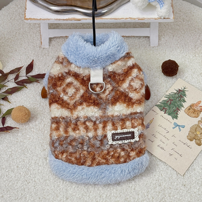 Jako za kućne ljubimce - INS stil zimska odjeća, ekstra debeli dvostruko sloj pliša, za pse i mačke, poliester, casual stil, zima/jesen, artikl 86116-Extra Thick Fur Collar