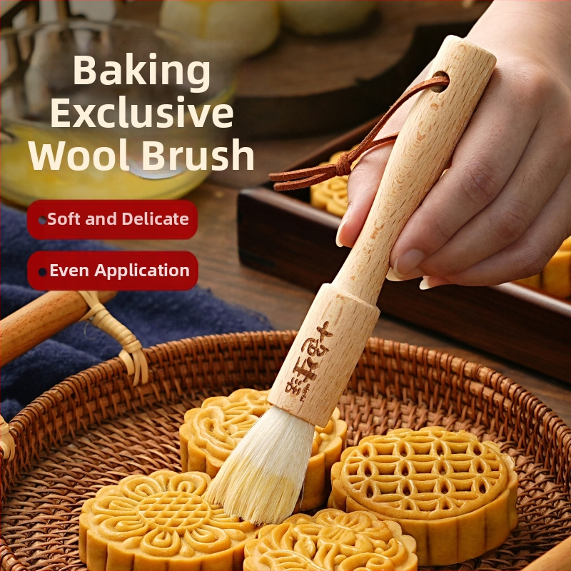 Vlnená štetka na BBQ s drevenou rúčkou, na vajíčkovú glazúru a pečenie Mooncake – japonský štýl