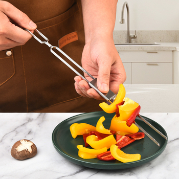Ανοξείδωτο πιρούνι για μπάρμπεκιου με διπλή κεφαλή, ημιαυτόματο για οικιακή χρήση