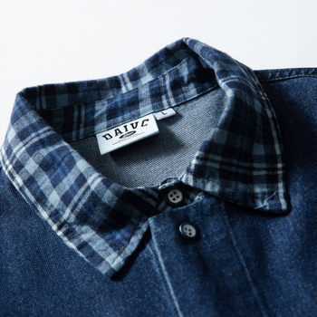 Muški denim kardigan s reverom, košuljno-stil, dugi rukavi, plava, jesen 2025