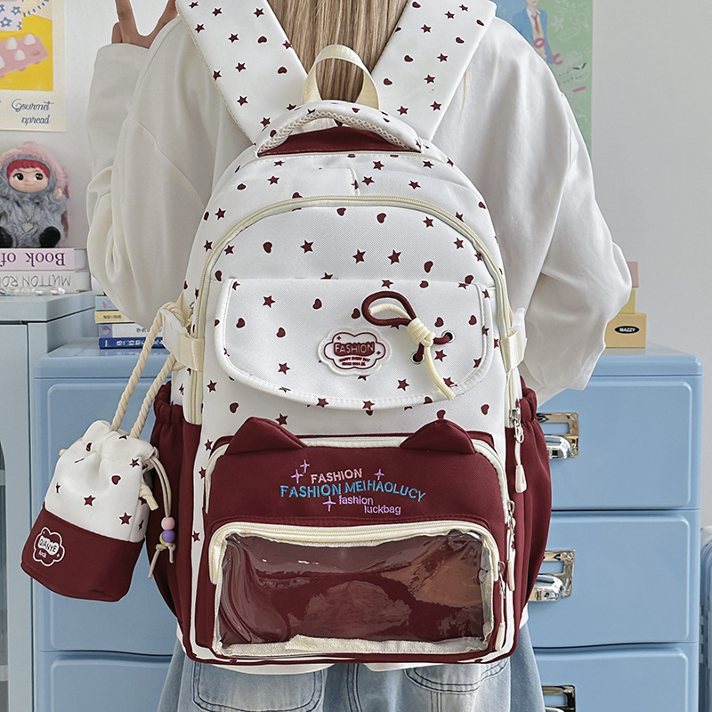 Školska torba za djevojčice, najlon, prozračna, otporna na habanje, proširiva, zakrivljene naramenice