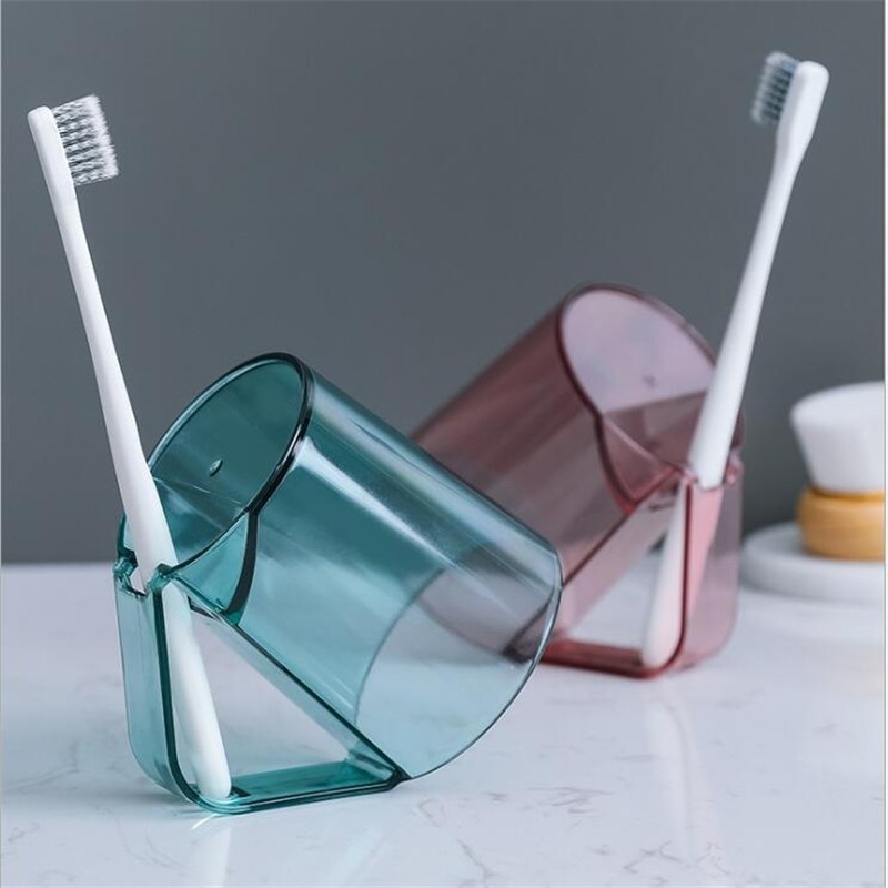 Obrnuta čaša za četkicu za zube s držalom, plastična, za parove