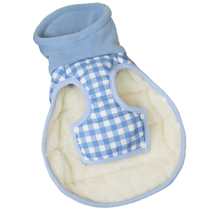 Kockasta vesta s bočnim gumbima za male pse i mačke (Teddy/Bichon), jesensko-zimska topla