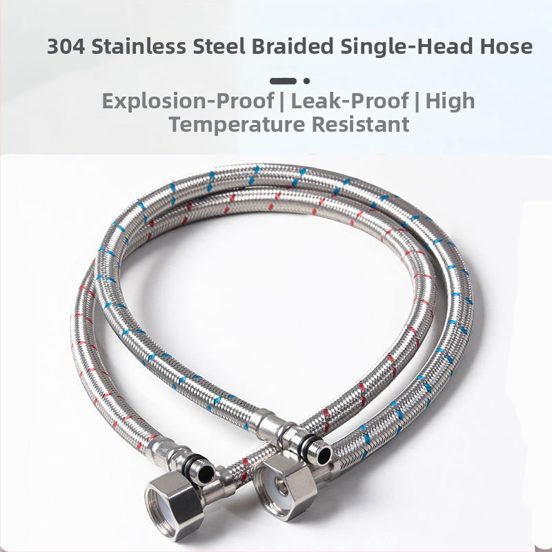 Tubă de alimentare cu apă pentru robinetul cald și rece, cu cap unic, oțel inoxidabil, design modern minimalist, personalizare disponibilă