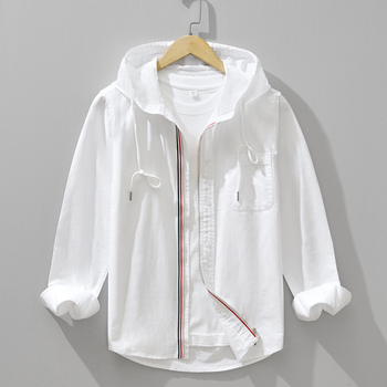 Košulja-jakna s kapuljom, korejski stil kardigan, blok boja, uski kroj, dugi rukavi, dekorativne džepove (Pamuk, prozračan materijal, glavna tkanina 96% pamuka)
