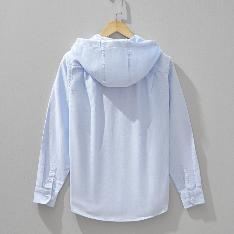 Košulja-jakna s kapuljom, korejski stil kardigan, blok boja, uski kroj, dugi rukavi, dekorativne džepove (Pamuk, prozračan materijal, glavna tkanina 96% pamuka)
