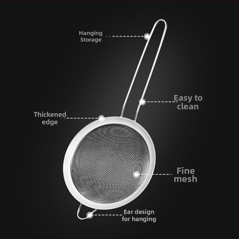 Jy-mfs-001 Sito na múку, 304 nerezová oceľ, zosilnená sieťka, ručné použitie, moderný minimalistický štýl