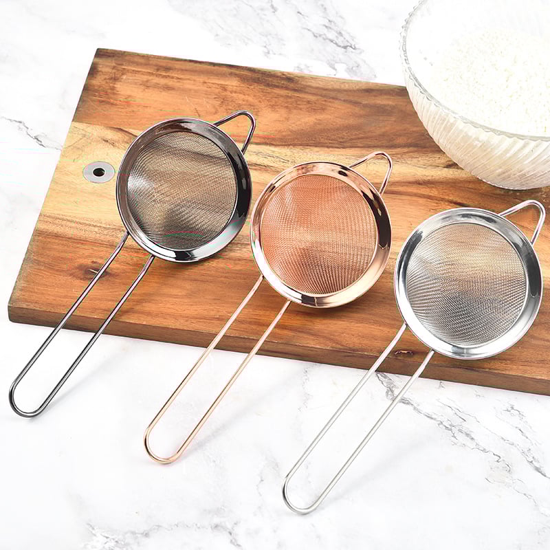 Cernător de făină din oțel inoxidabil 304, manual, cu sită din silicon, pentru coacere