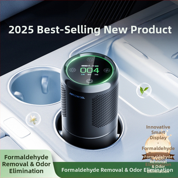 Автомобилен пречиствател на въздуха – премахване на формалдехид и миризми, активен въглен с отрицателни йони, 3.5W, 2400mAh батерия, 3000–4000/см³ йони, модел JHQ24B101