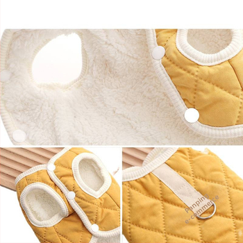 Jachetă pentru câini cu cataramă de tracțiune, palton de iarnă din catifea pentru rase mici