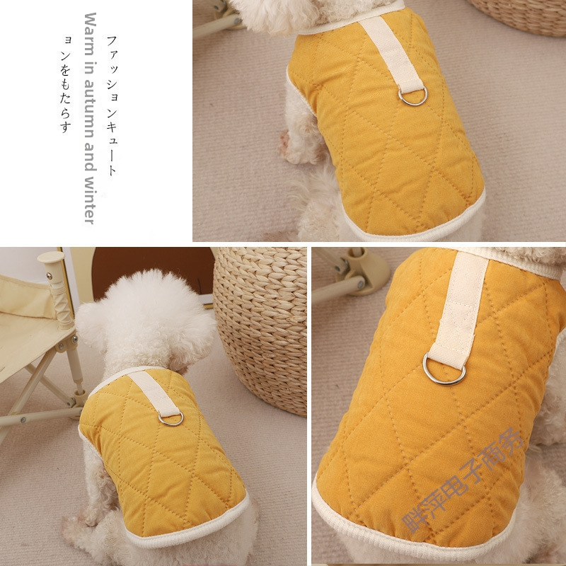 Jachetă pentru câini cu cataramă de tracțiune, palton de iarnă din catifea pentru rase mici