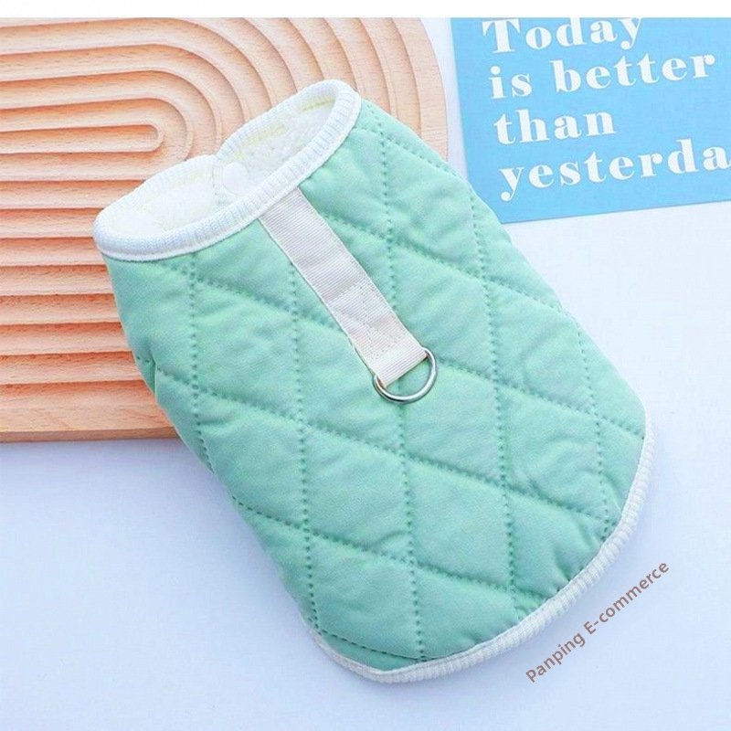 Jachetă pentru câini cu cataramă de tracțiune, palton de iarnă din catifea pentru rase mici