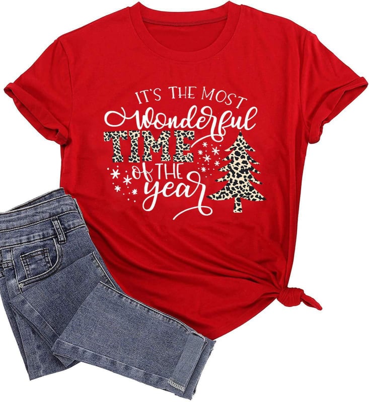 Tricou femei cu imprimeu Merry Christmas în litere, mâneci scurte, croială lejeră