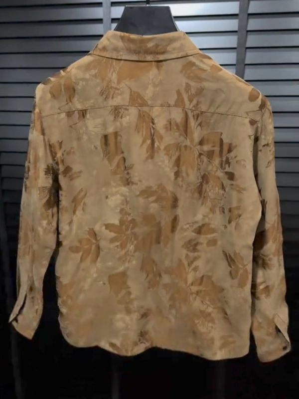 Muška košulja s dugim rukavima, otisak, boja blok, jesen, korejski stil, s kopčom na ovratnik