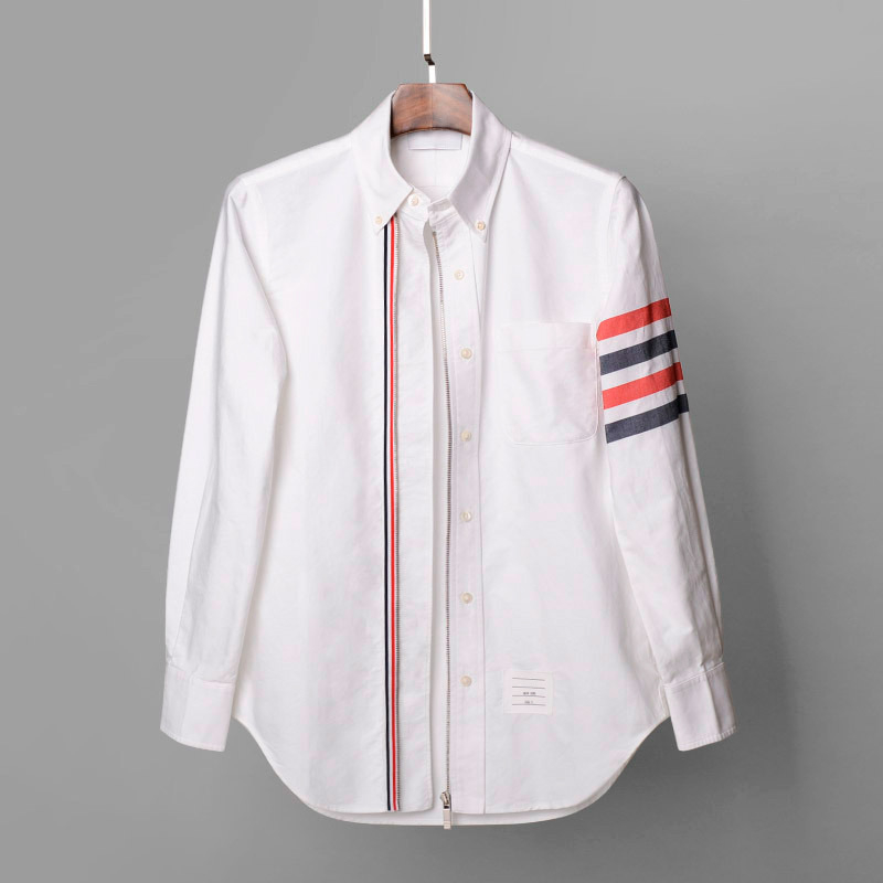 Muška bijela košulja s dugim rukavima, slim fit, s zatvaračem na prednjem dijelu, europsko-američki stil, kôd B0143