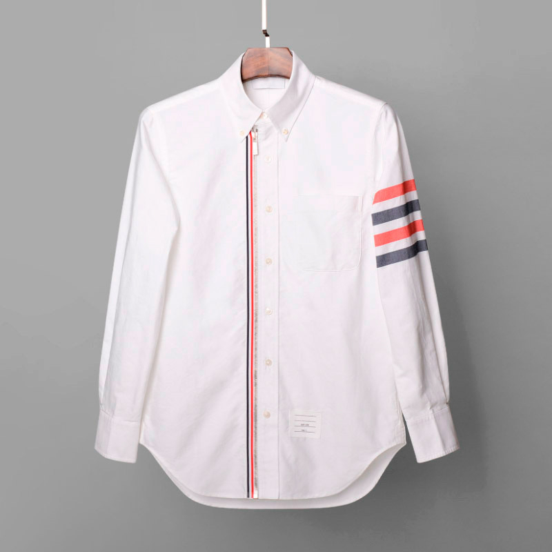 Muška bijela košulja s dugim rukavima, slim fit, s zatvaračem na prednjem dijelu, europsko-američki stil, kôd B0143