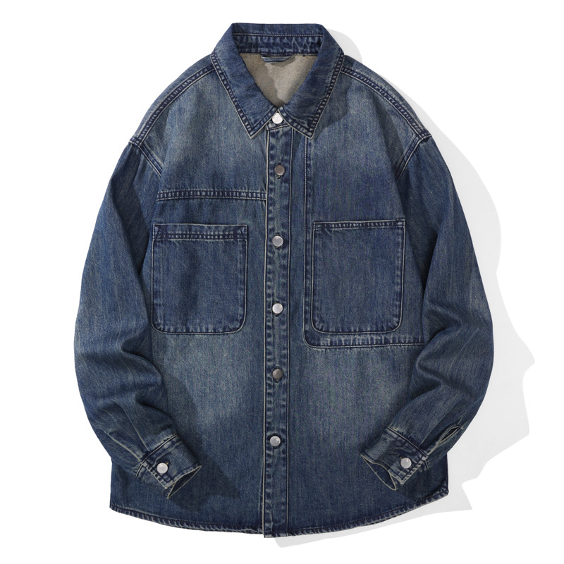 Muška košulja s američkim stilom, casual retro, dugi rukav, denim izgled, lagana Lyocell tkanina, proljeće-ljeto 2025