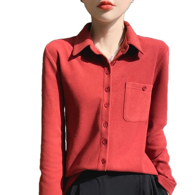 Cămașă de damă în stil cardigan — poliester periat, mâneci lungi, model uni, conținut poliester 70–80%