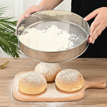 Κοσκινάκι αλευριού από ανοξείδωτο χάλυβα 304, διπλό πλέγμα 60/40, υπερ-λεπτό με πυκνά τρύπες, για αρτοποιία