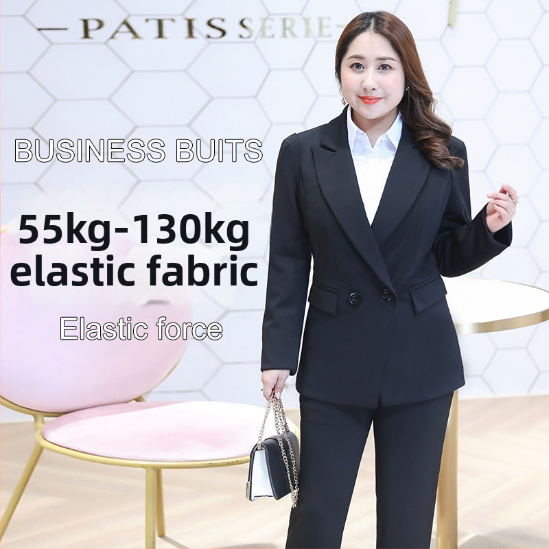 Dámske sako oblek s dlhými rukávmi, Stretch Roman látka, polyesterová tkanina, pletené spracovanie, štýl Temperament Commuter, sako s golierom