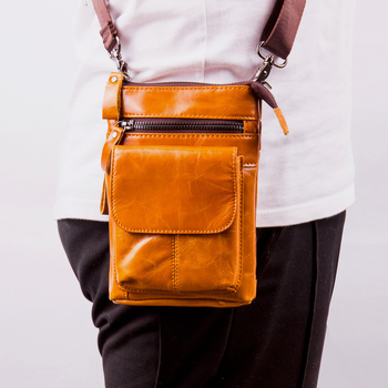 Férfi bőrövtáska — első réteg marhabőr, kopásálló, egyszínű, utcai stílus