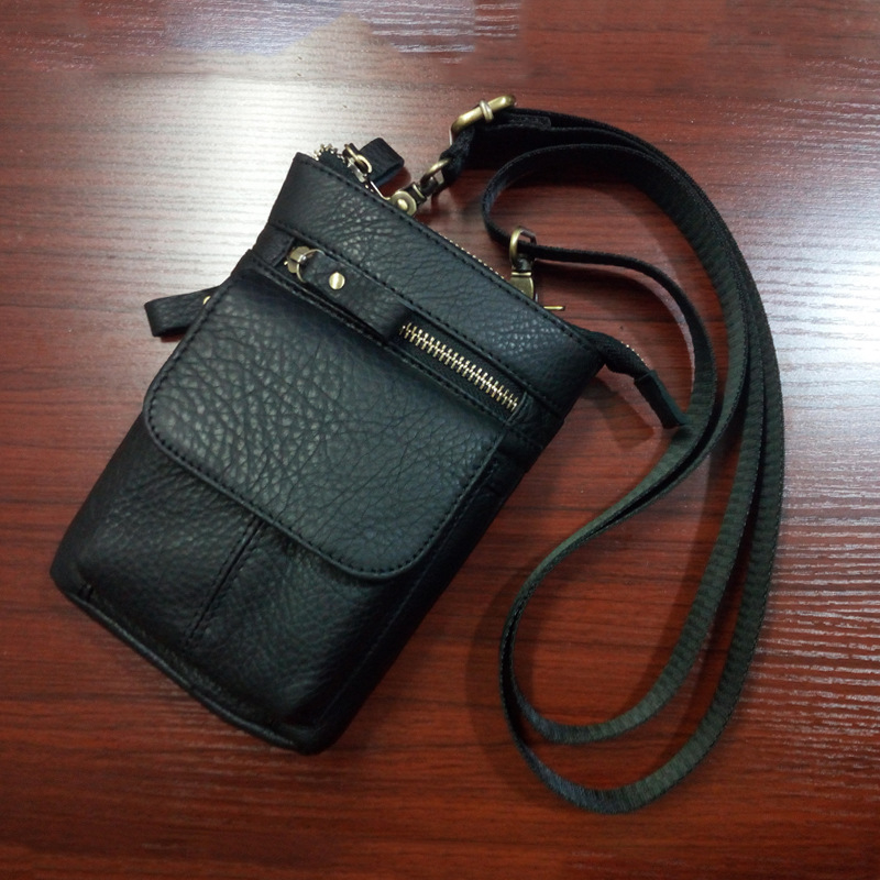 Férfi bőrövtáska — első réteg marhabőr, kopásálló, egyszínű, utcai stílus