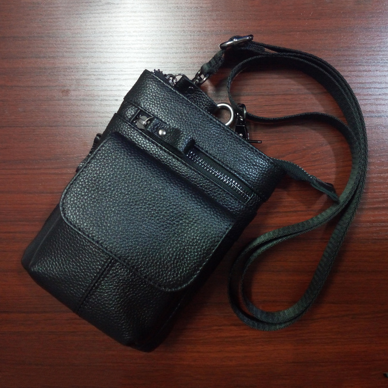 Férfi bőrövtáska — első réteg marhabőr, kopásálló, egyszínű, utcai stílus