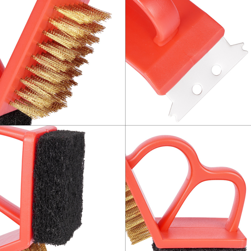 Četka za roštilj, 3-u-1, drška od nehrđajućeg čelika, žičasta četka od čelika