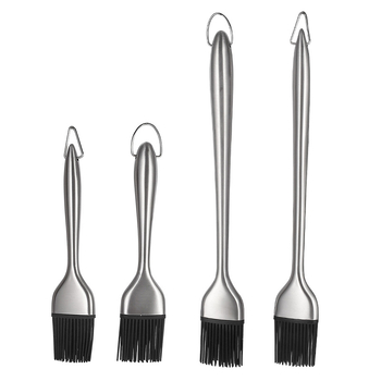 Četka za roštilj s šupljim držačem od 430 nehrđajućeg čelika i silikonskim vlaknima (Materijal vlakana: silikon; Materijal držača: 430 nehrđajući čelik; Pakiranje: 150 kom.)