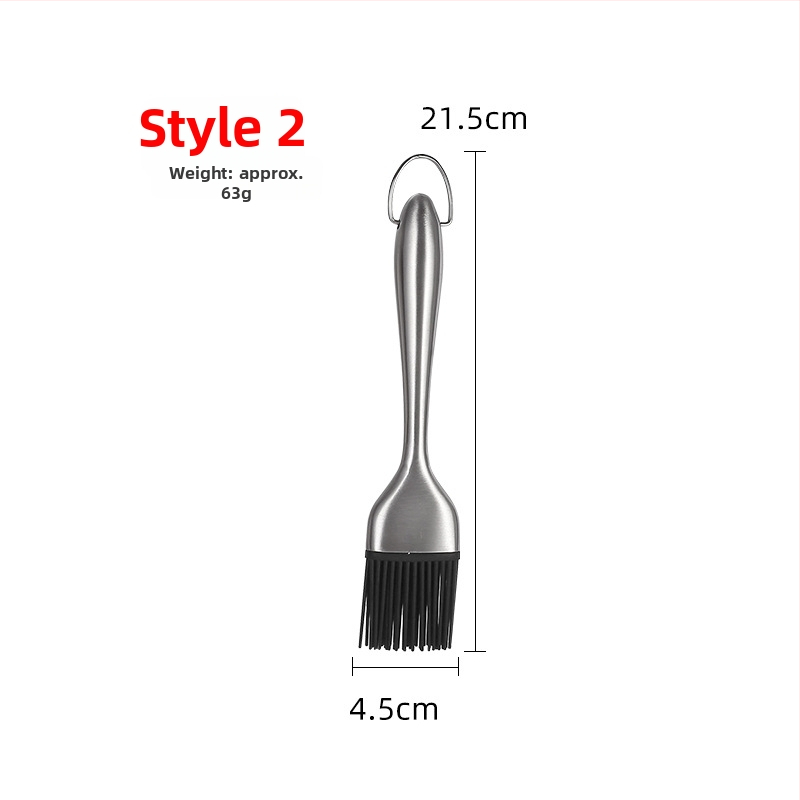 Barbecue kefa s dutou rukoväťou z nehrdzavejúcej ocele 430 a silikónovými štetinami (Materiál štetín: silikón; Materiál rukoväte: 430 nerezová oceľ; Balenie: 150 kusov)