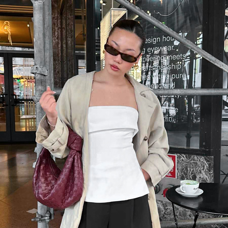 Csőtop, szűk szabás, rövid fazon, egyszínű poliészter anyag spandexszel