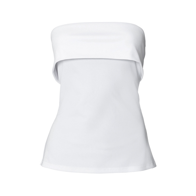 Csőtop, szűk szabás, rövid fazon, egyszínű poliészter anyag spandexszel