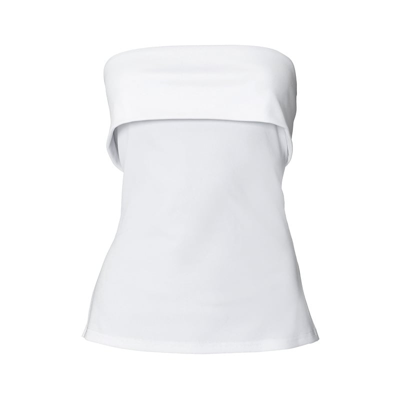 Csőtop, szűk szabás, rövid fazon, egyszínű poliészter anyag spandexszel