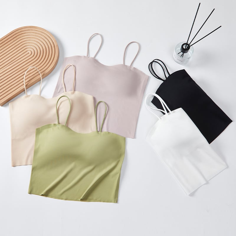 Vállpánt nélküli melltartó borítással Ice Silk/Nylon, varrat nélküli, lélegző, karcsú hátsó rész, kényelmes; telt kosár, vékony formázott kosár; fő anyag 70–80%