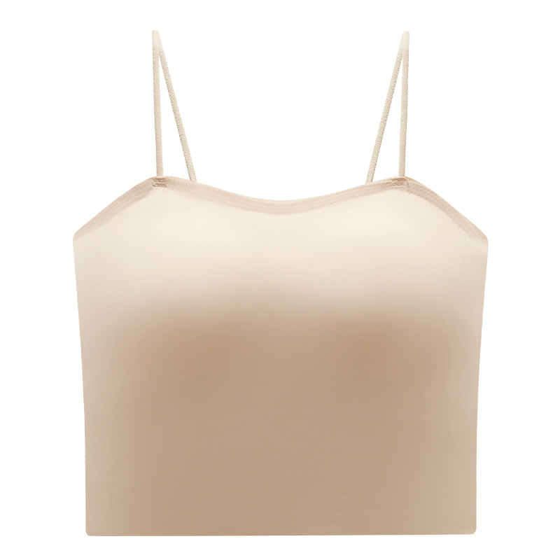 Vállpánt nélküli melltartó borítással Ice Silk/Nylon, varrat nélküli, lélegző, karcsú hátsó rész, kényelmes; telt kosár, vékony formázott kosár; fő anyag 70–80%