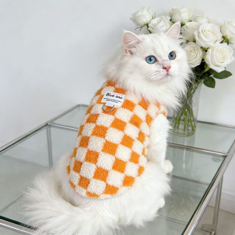 Jesensko-zimski prsluk za kućne ljubimce s kariranim uzorkom, Teddy/Bichon stil, za male i srednje pse i mačke