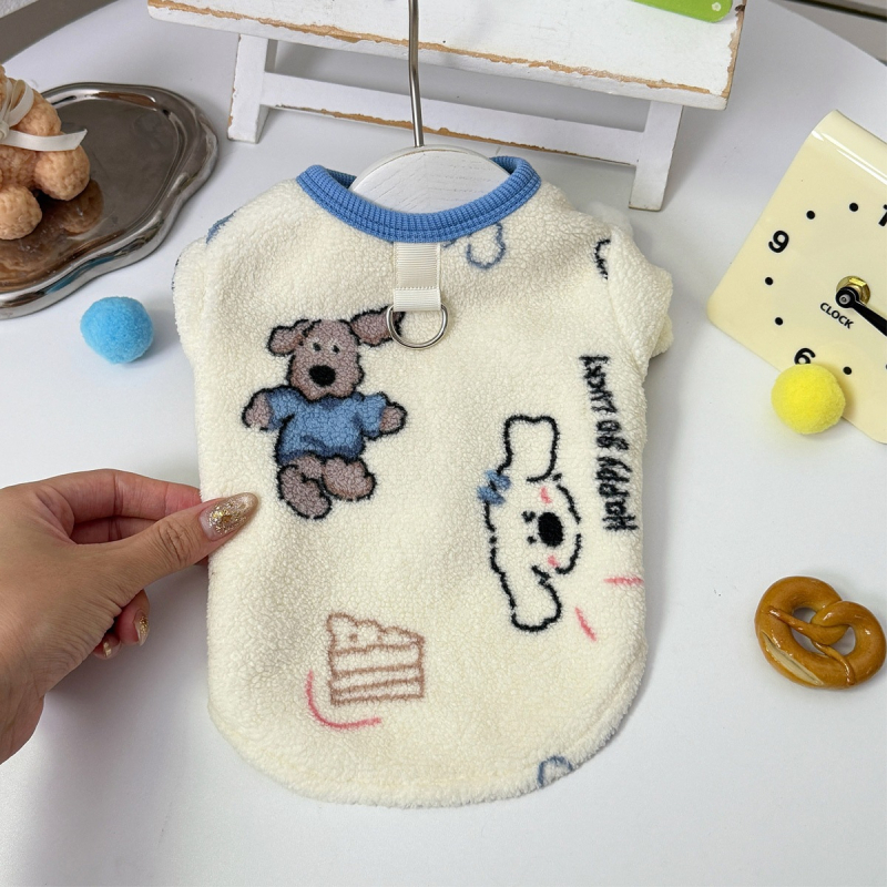 Jesensko-zimska odjeća za pse i mačke s crtić Teddy i Corgi motivom, kardigan jakna