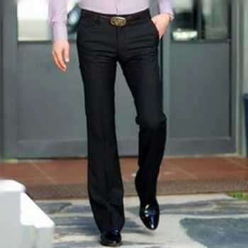 Мъжки широки панталони, памучно-блендиран плат с 82% полиестер, без гладене, свободен силует, ежедневни, четири сезона