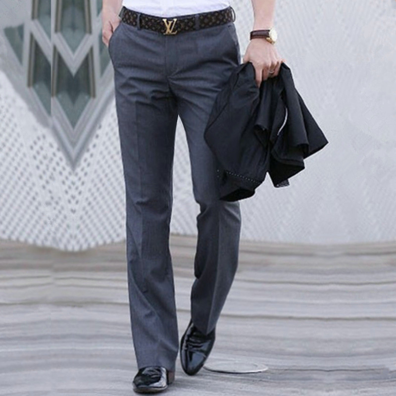 Мъжки широки панталони, памучно-блендиран плат с 82% полиестер, без гладене, свободен силует, ежедневни, четири сезона