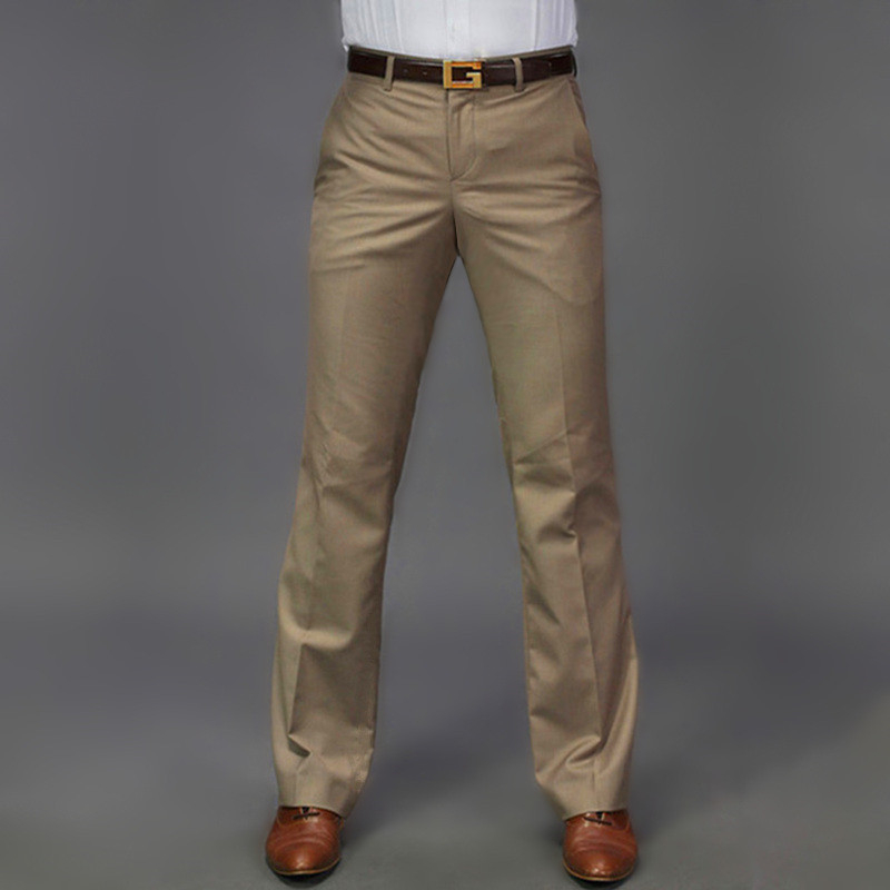 Мъжки широки панталони, памучно-блендиран плат с 82% полиестер, без гладене, свободен силует, ежедневни, четири сезона