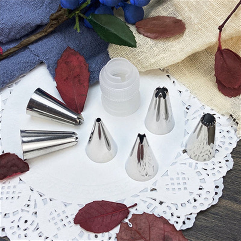 Peng Cheng неръждаема стомана 6-накрайников комплект за декорация на торти с конвертор