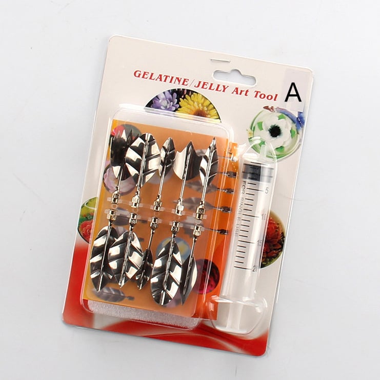 3D zselés torta és fondant virágok díszítő eszközök készlet, 10 rozsdamentes acélcsúcs, zselés puding töltéshez és virágdíszítéshez, karton blister csomagolás