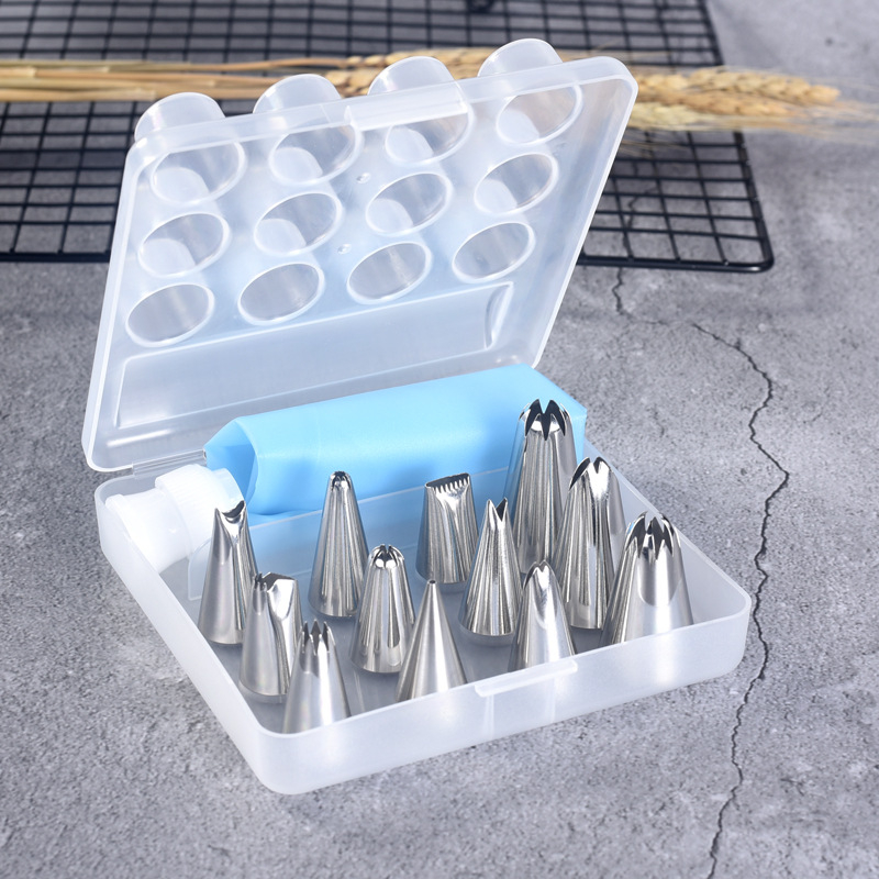 Sütemények díszítésére szolgáló tortadíszítő készlet – 304 rozsdamentes acél nyomófejek, varrat nélküli nyomófejek, szilikon süteményzsák, dobozos csomagolás