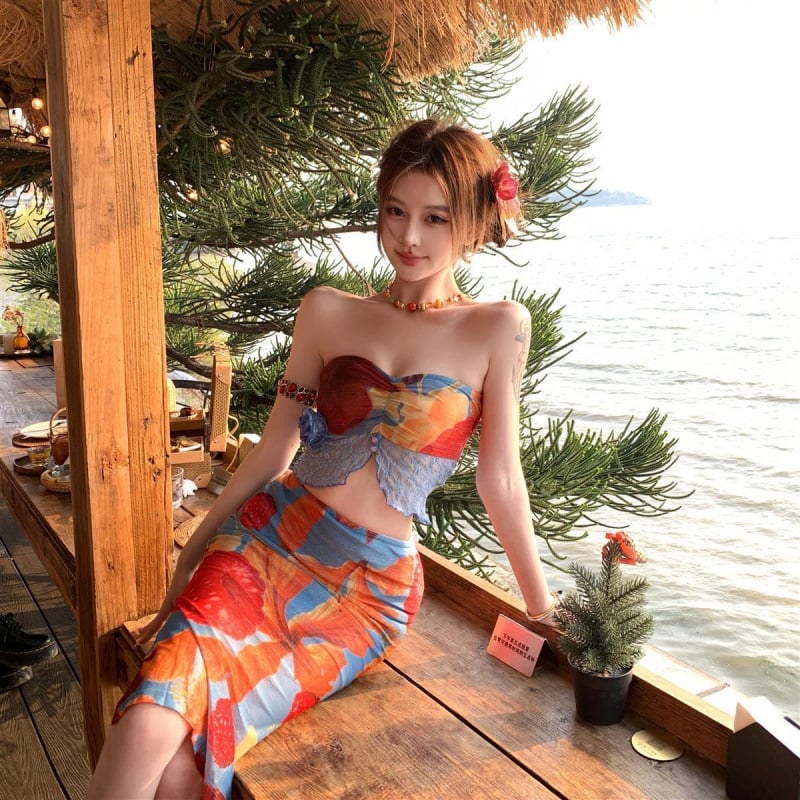 Női mintás top, akril szálak, városi stílus, 2022 nyár, felnőtt nőknek