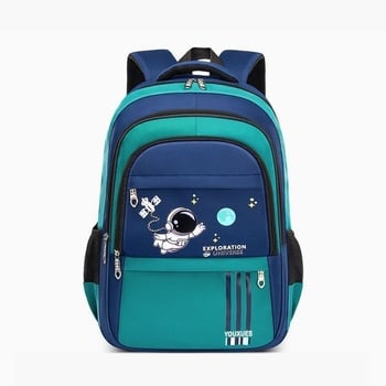 Lagani školski ruksak za dječake od 1. do 6. razreda, prozračan Oxford materijal, ergonomski stražnji panel, reflektirajuća sigurnost noću, dizajn s astronautom