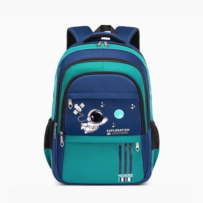 Lagani školski ruksak za dječake od 1. do 6. razreda, prozračan Oxford materijal, ergonomski stražnji panel, reflektirajuća sigurnost noću, dizajn s astronautom