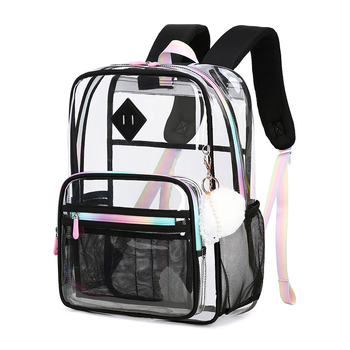 Prozirna PVC školska torba za djevojčice, s jastučastim ramenima, vodootporna i izdržljiva, velika kapaciteta za osnovnu i srednju školu