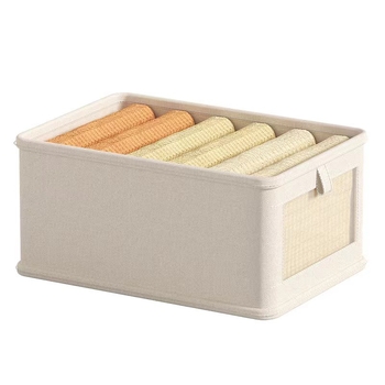 Cutie pliabilă pentru depozitarea hainelor, din bumbac și in, transparentă, fără montaj, portabilă pentru dormitor, capacitate 5–10 L