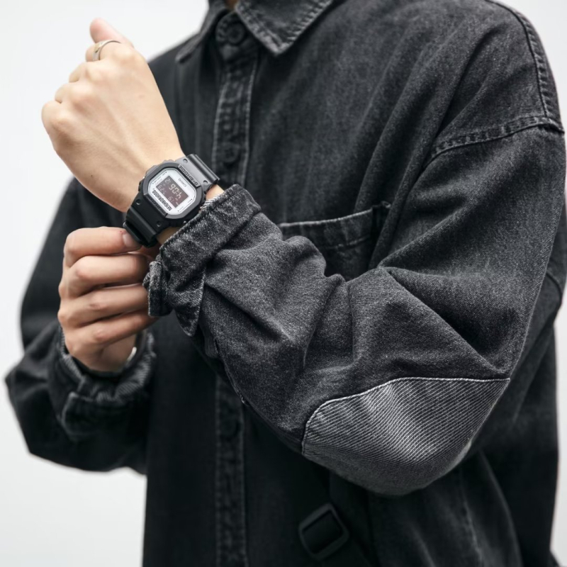 Muško denim košulja-jakna, ležernog kroja, radnički stil, za outdoor, izdržljiv materijal