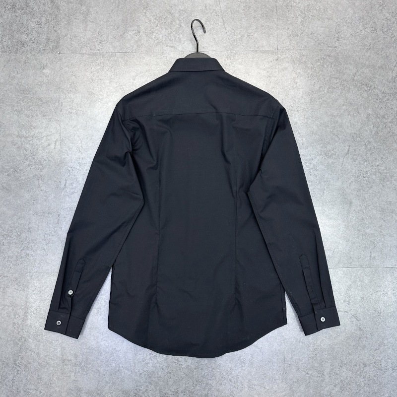 Cămașă pentru bărbați cu broderie de albine, croială slim, guler rever, mâneci lungi, amestec de bumbac